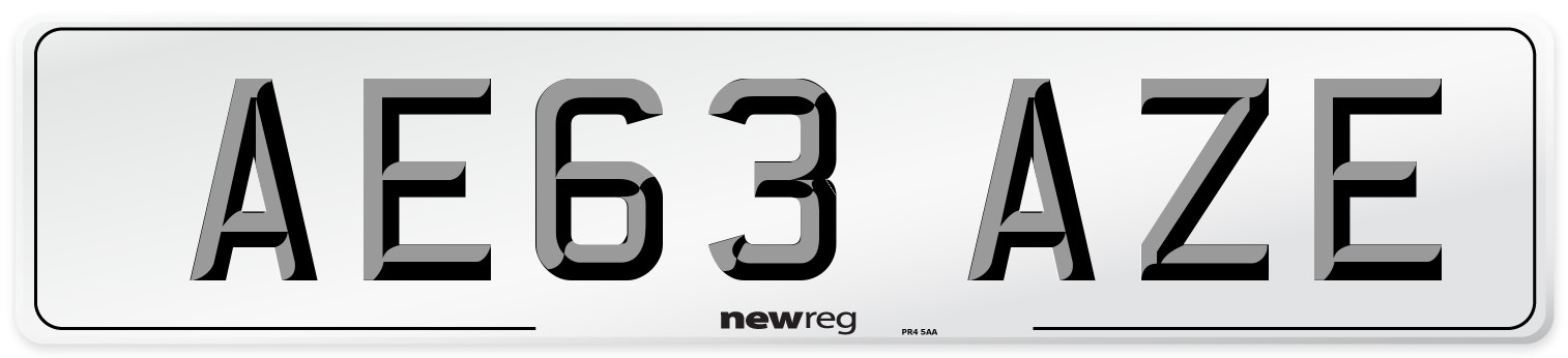 AE63 AZE Number Plate from New Reg